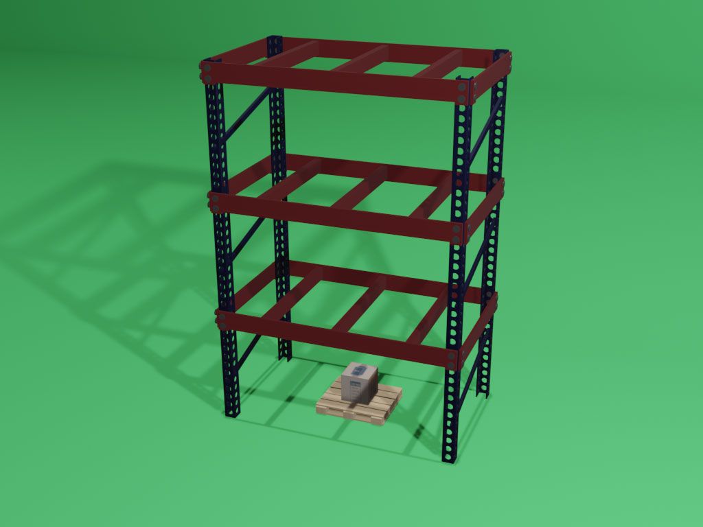 Shelves, box and pallet